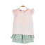 تاپ و شلوارک سینه گل رنگ صورتی